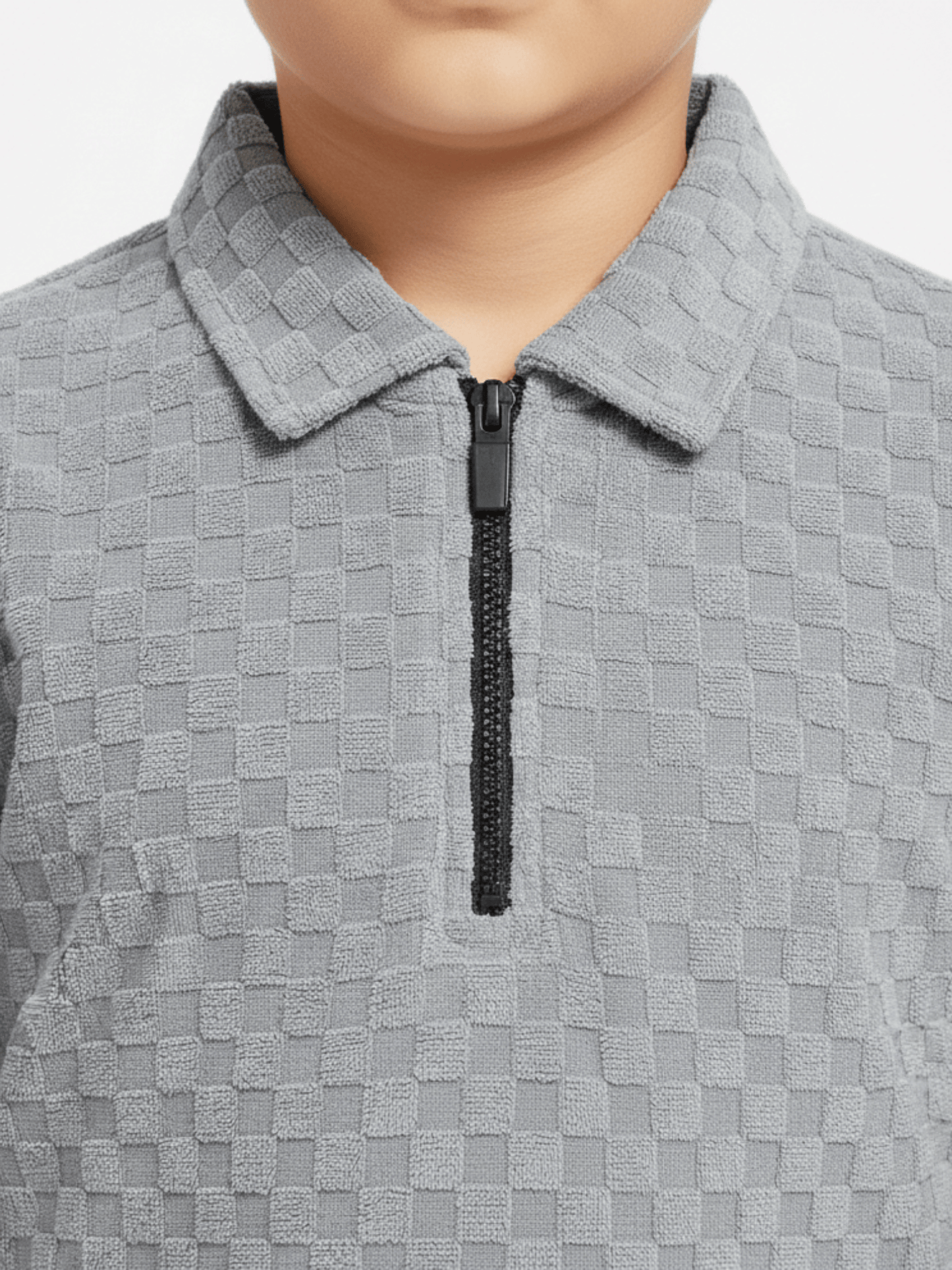 Velvour Boys Popcorn Polo Shirt-VP22-B-Grey