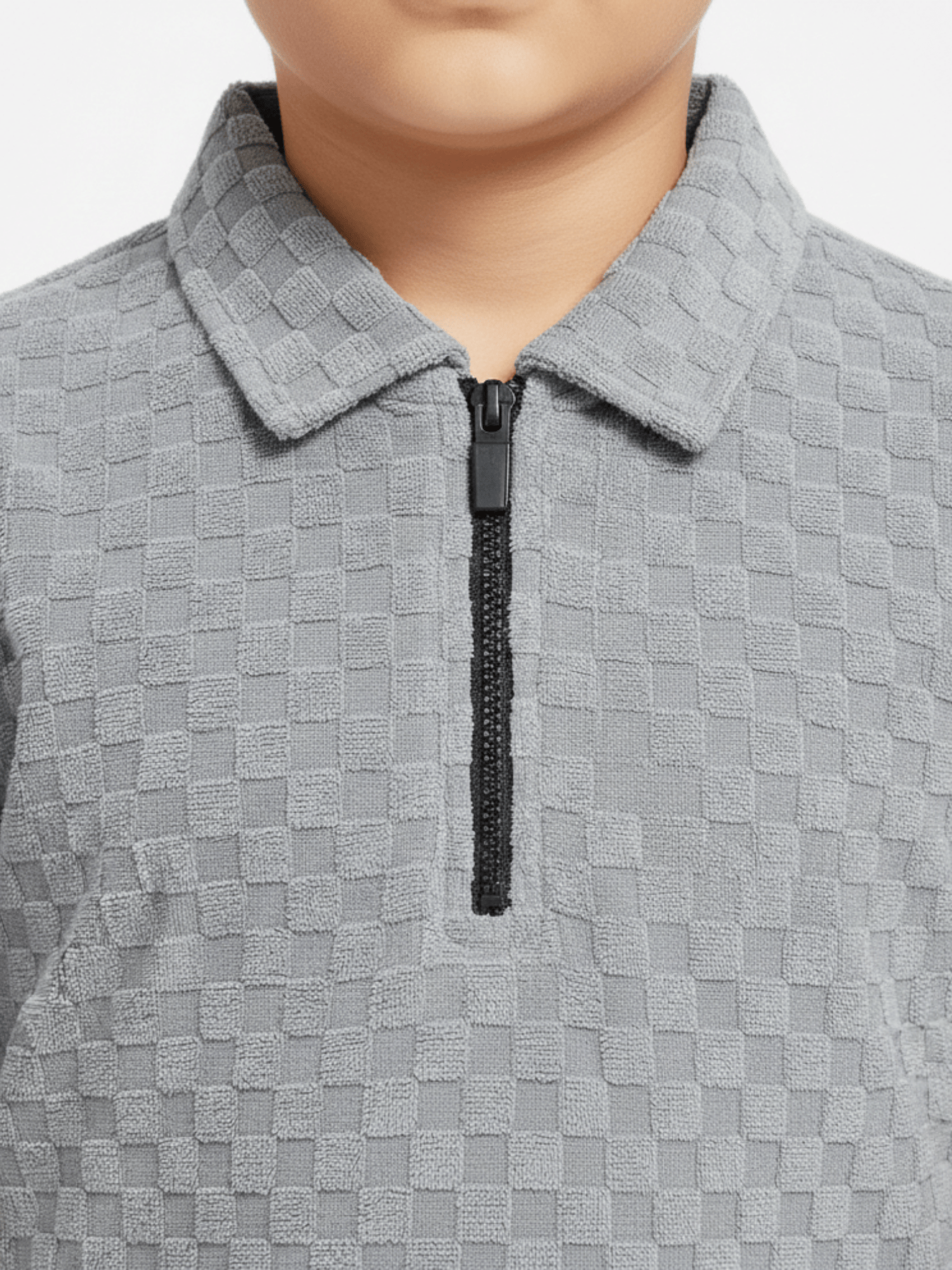 Velvour Boys Popcorn Polo Shirt-VP22-B-Grey