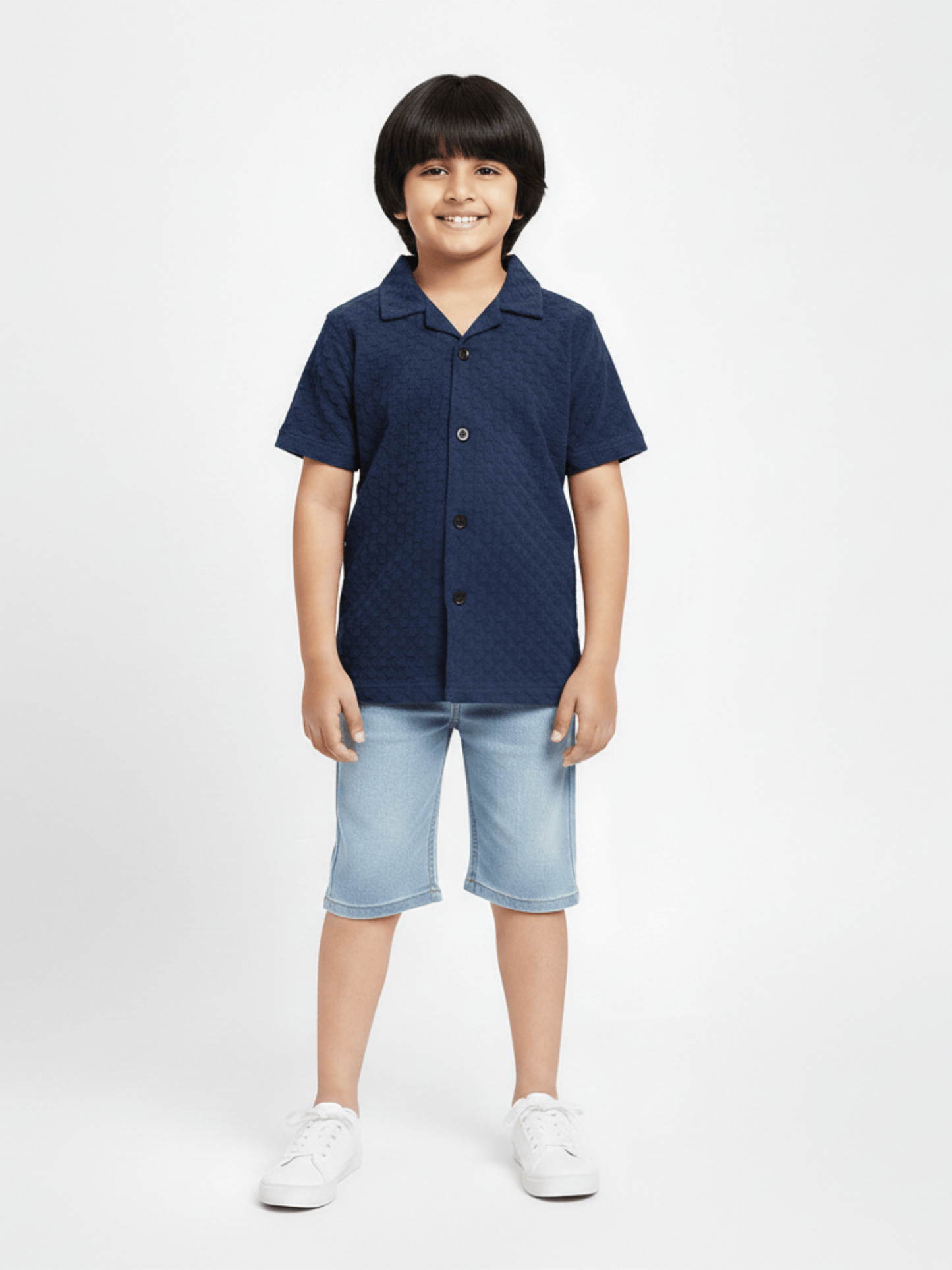 Velvour Boys Popcorn Casual Shirt-VP21-B-Blue