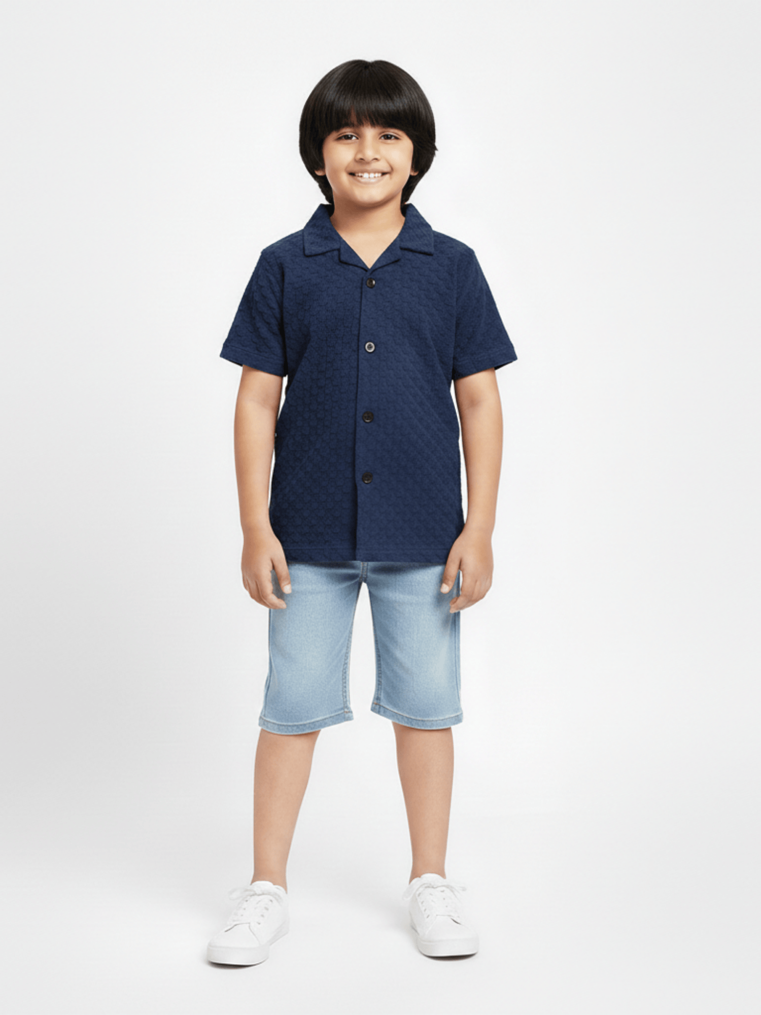 Velvour Boys Popcorn Casual Shirt-VP21-B-Blue