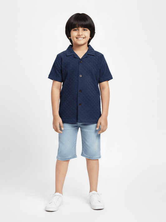 Velvour Boys Popcorn Casual Shirt-VP21-B-Blue