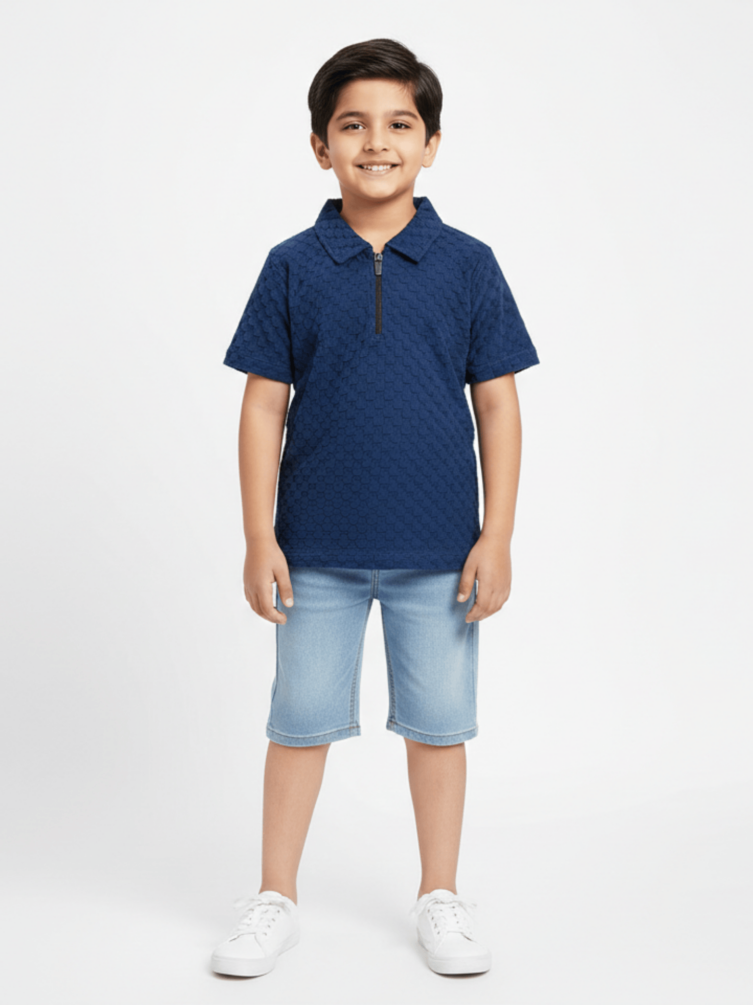 Velvour Boys Popcorn Polo Shirt-VP22-C-Blue