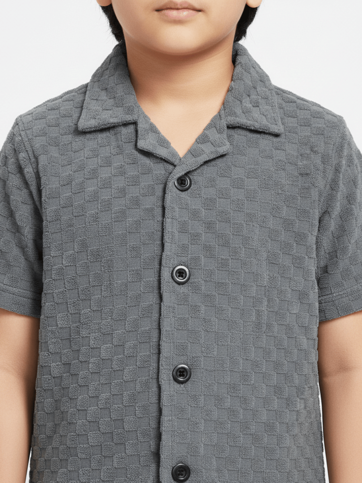 Velvour Boys Popcorn Casual Shirt-VP21-C-Grey