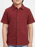 Velvour Boys Popcorn Casual Shirt-VP21-A-Maroon