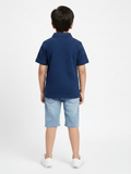 Velvour Boys Popcorn Polo Shirt-VP22-C-Blue