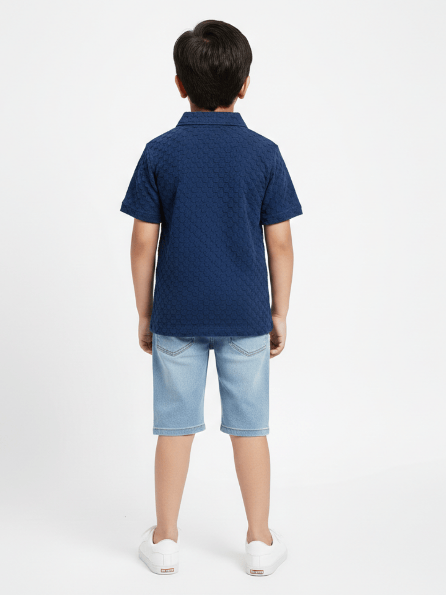 Velvour Boys Popcorn Polo Shirt-VP22-C-Blue