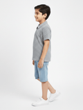 Velvour Boys Popcorn Polo Shirt-VP22-B-Grey