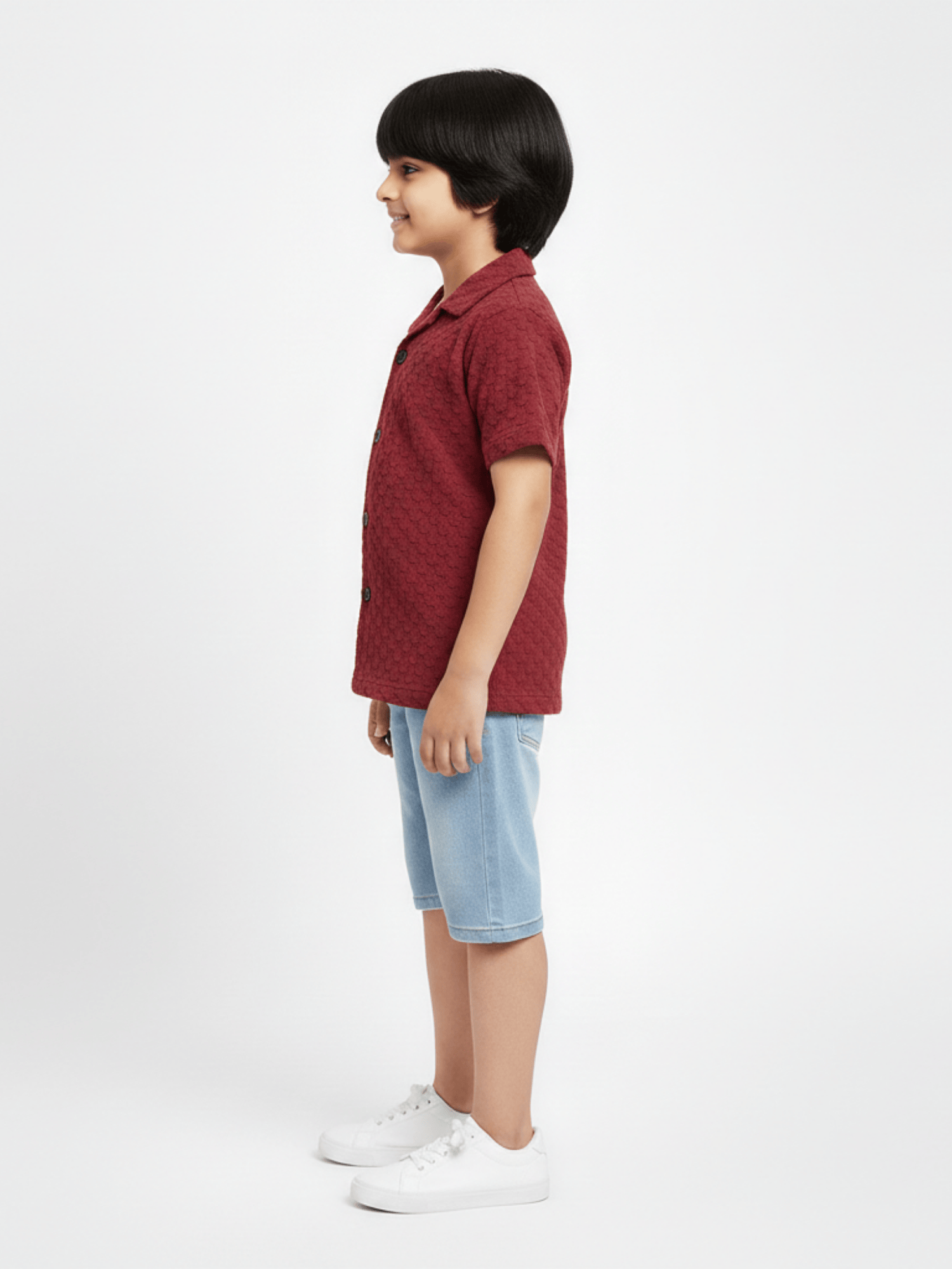 Velvour Boys Popcorn Casual Shirt-VP21-A-Maroon