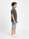 Velvour Boys Popcorn Zip Collar Polo Shirt-VP22-A-charcoal