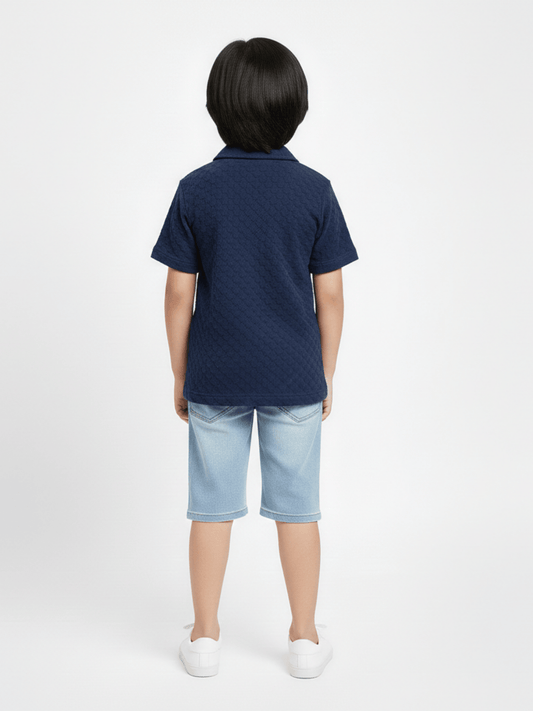 Velvour Boys Popcorn Casual Shirt-VP21-B-Blue