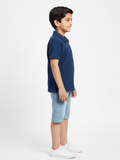 Velvour Boys Popcorn Polo Shirt-VP22-C-Blue