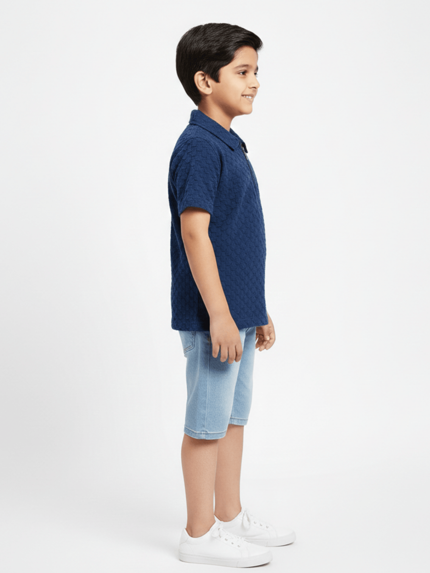 Velvour Boys Popcorn Polo Shirt-VP22-C-Blue
