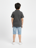 Velvour Boys Popcorn Zip Collar Polo Shirt-VP22-A-charcoal
