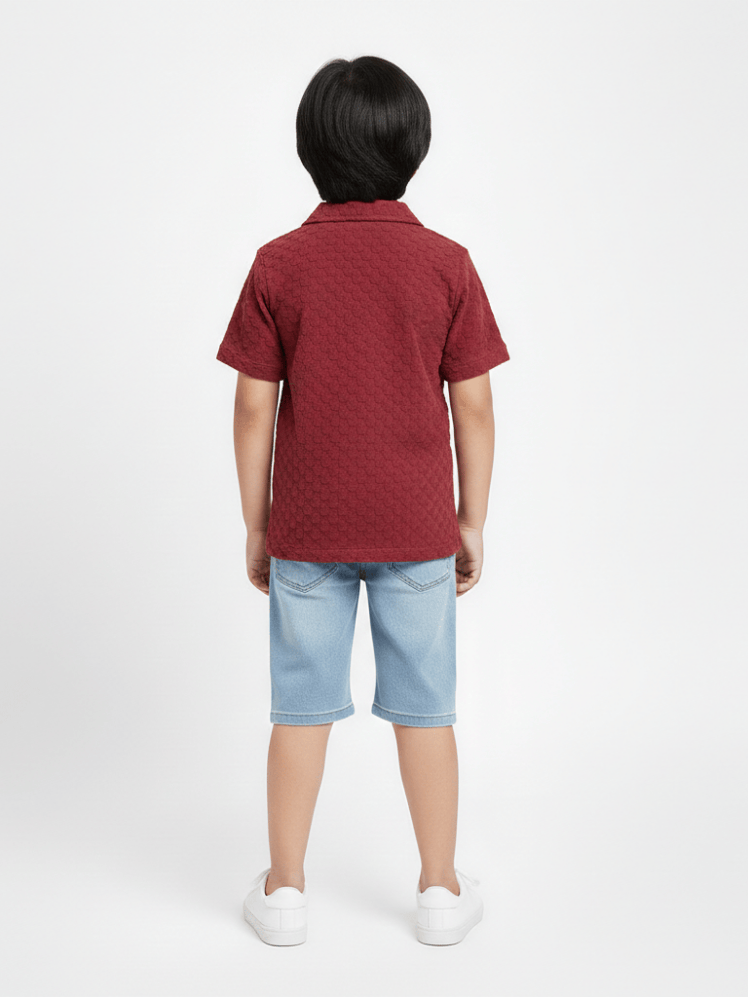 Velvour Boys Popcorn Casual Shirt-VP21-A-Maroon