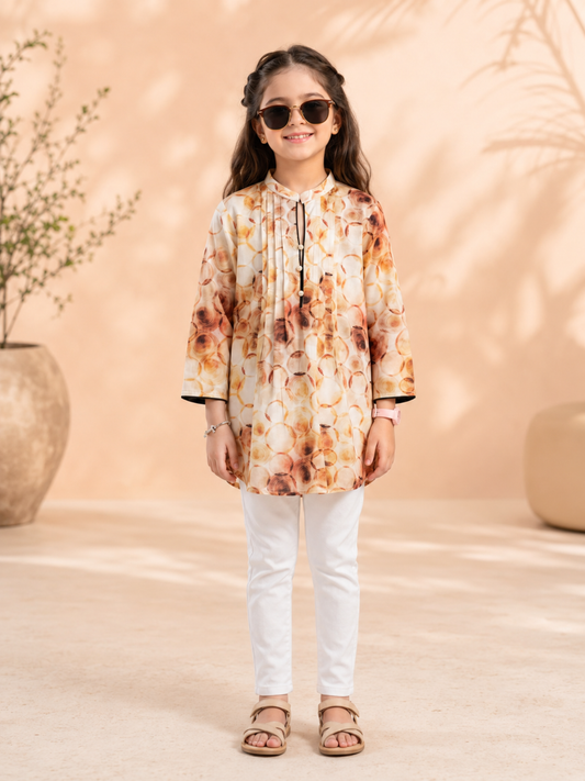 Velvour Girls Cotton Printed Stitched Tunic-VG221-A