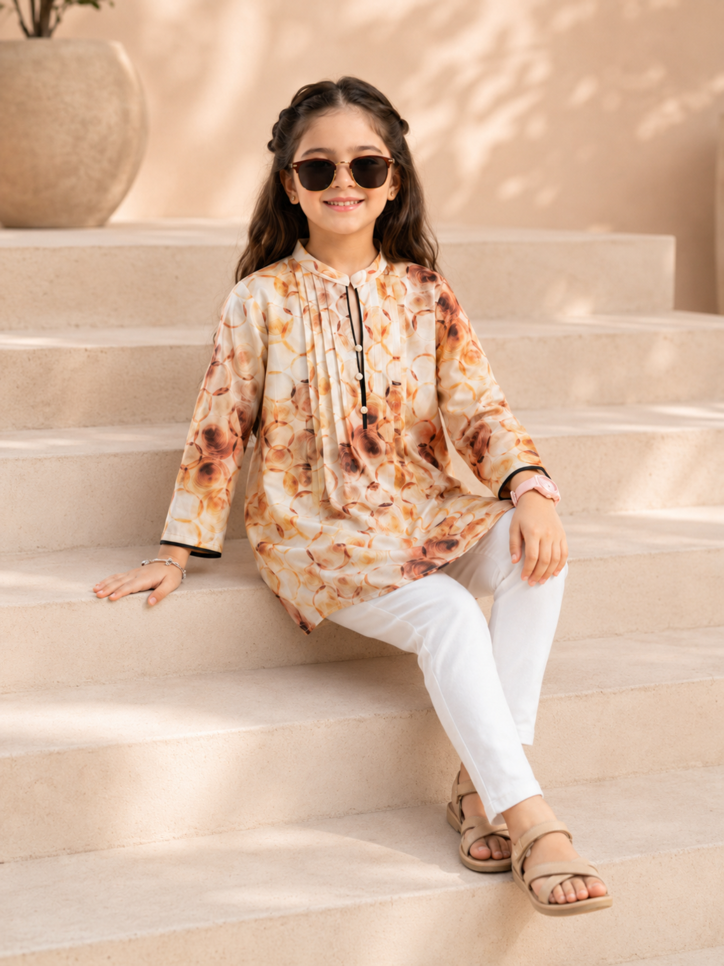 Velvour Girls Cotton Printed Stitched Tunic-VG221-A