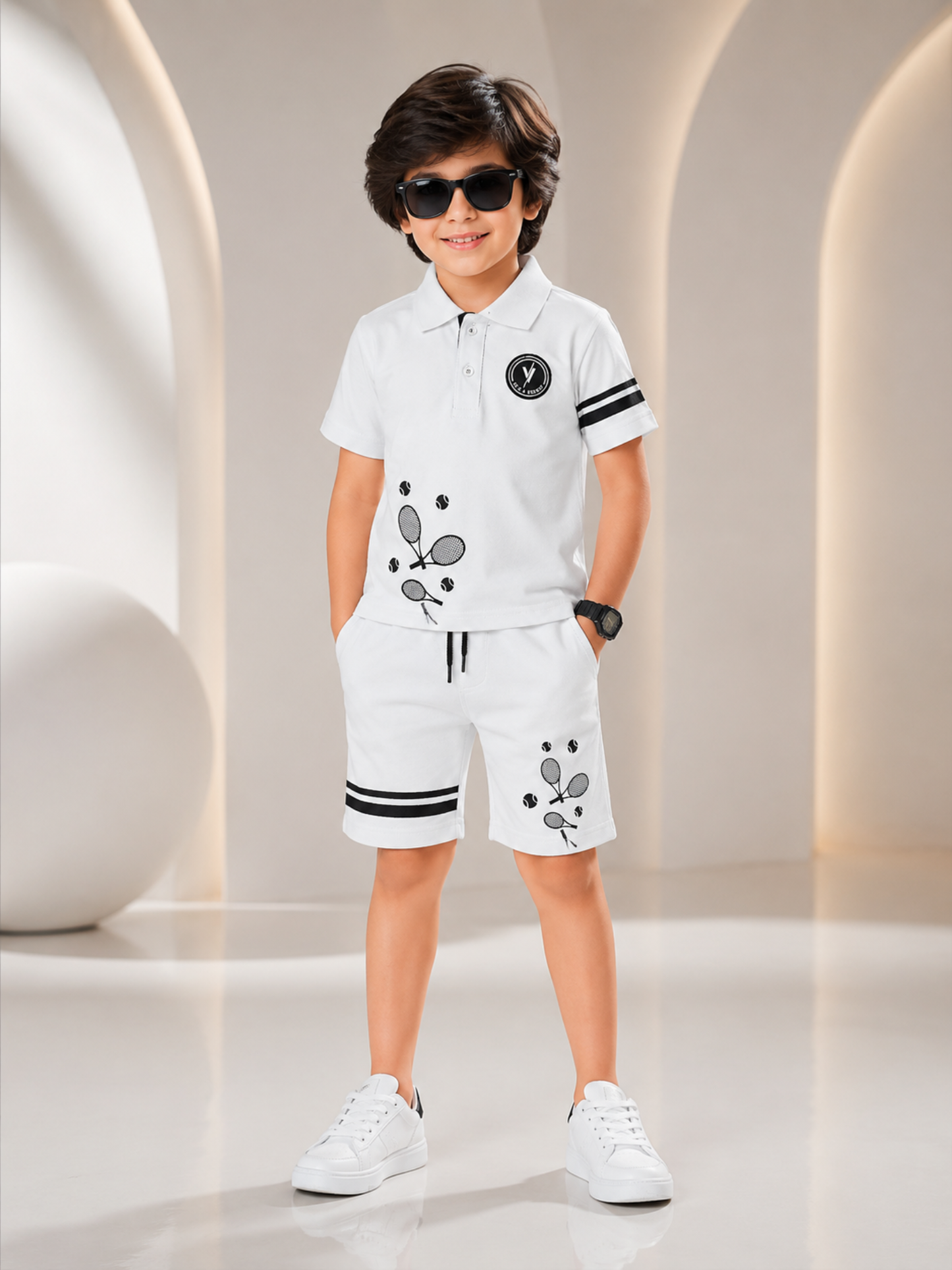 Velvour Boys Pique Printed Tracksuit-VPS04