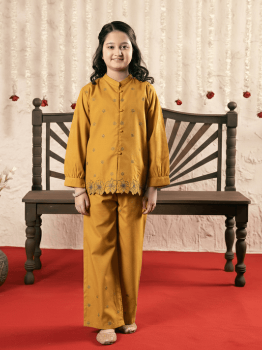 Velvour Girls Cotton Embroidered Co-Ord Set-VG190-A