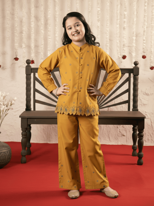 Velvour Girls Cotton Embroidered Co-Ord Set-VG190-A