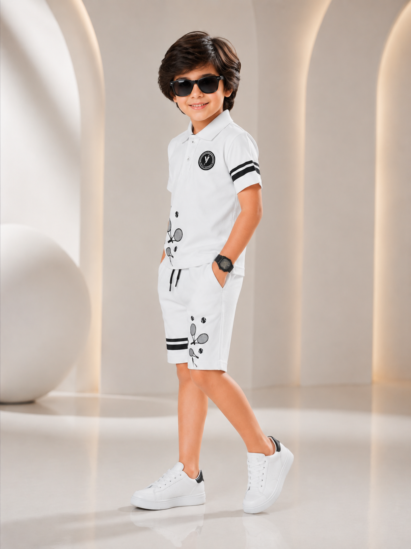 Velvour Boys Pique Printed Tracksuit-VPS04