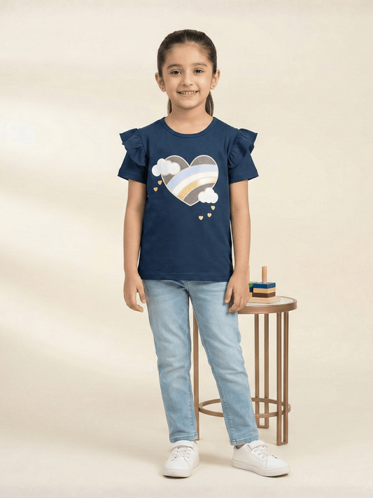 Velvour Girls Cotton Printed T-Shirt-VG193-C