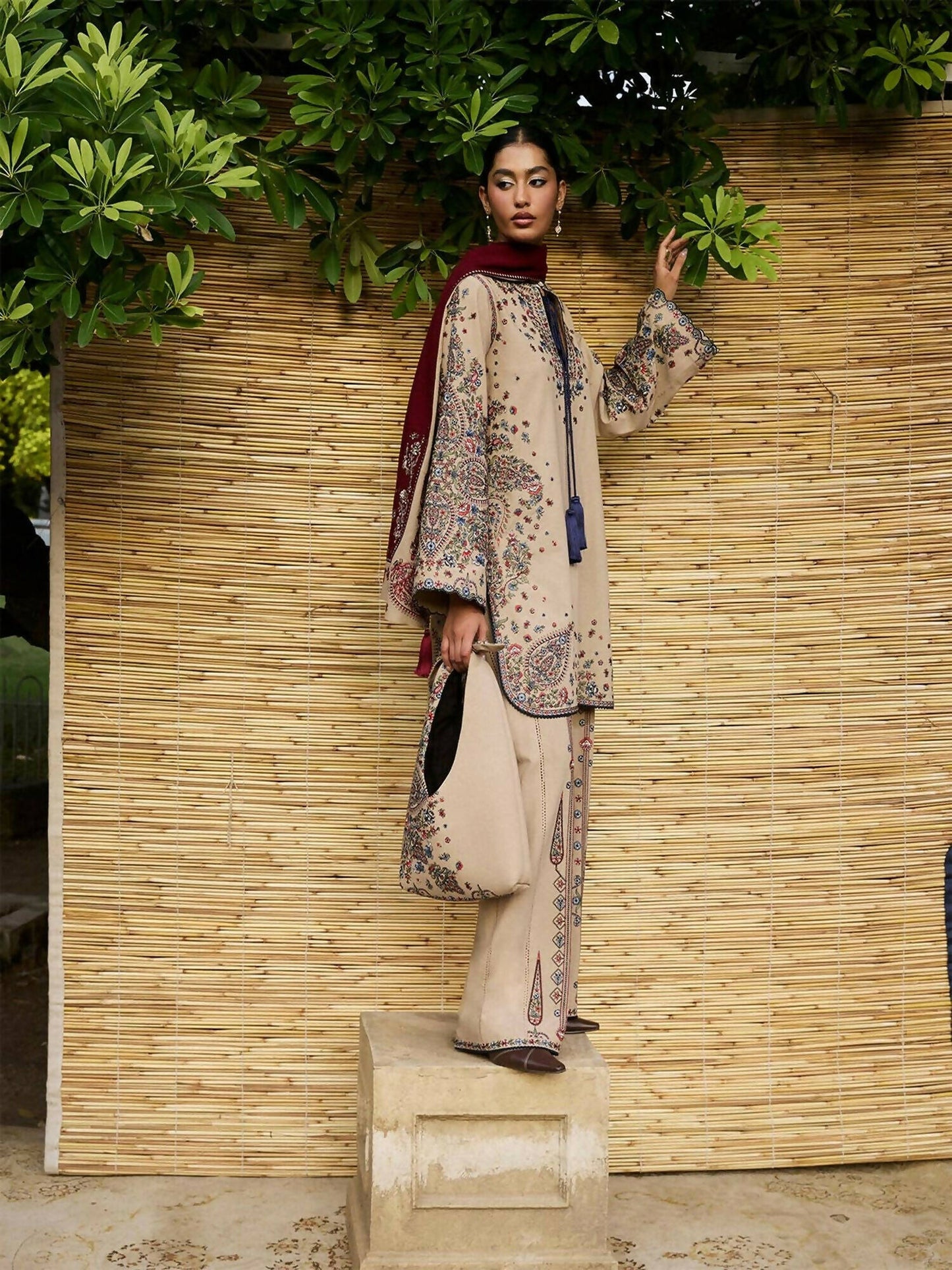 Jugnu By Hussain Rehar AW'25 Edit I Karandi Embroidered Stitched 2-Piece Suit-Naaz