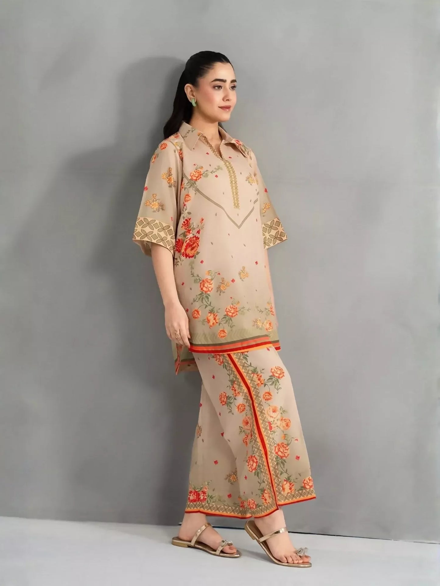 Panache Apparel Dear Summer Silk Lawn Printed Co-Ord Set-Verdant