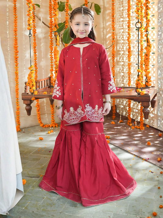 Panache Apparel Noore Eid Edit Sheesha Silk Embroidered Stitched Suit-Lumi