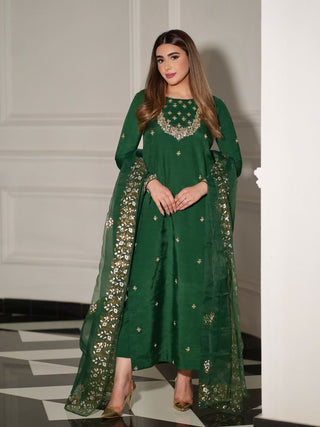 Allure By IH Luxury Pret Raw Silk Embellished Stitched 3 Piece Suit Shahay