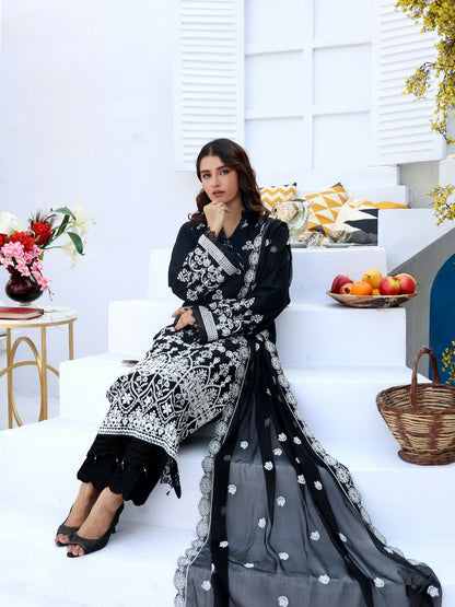 RB Pret & Couture Linen Embroidered Stitched 3-Piece Suit-04