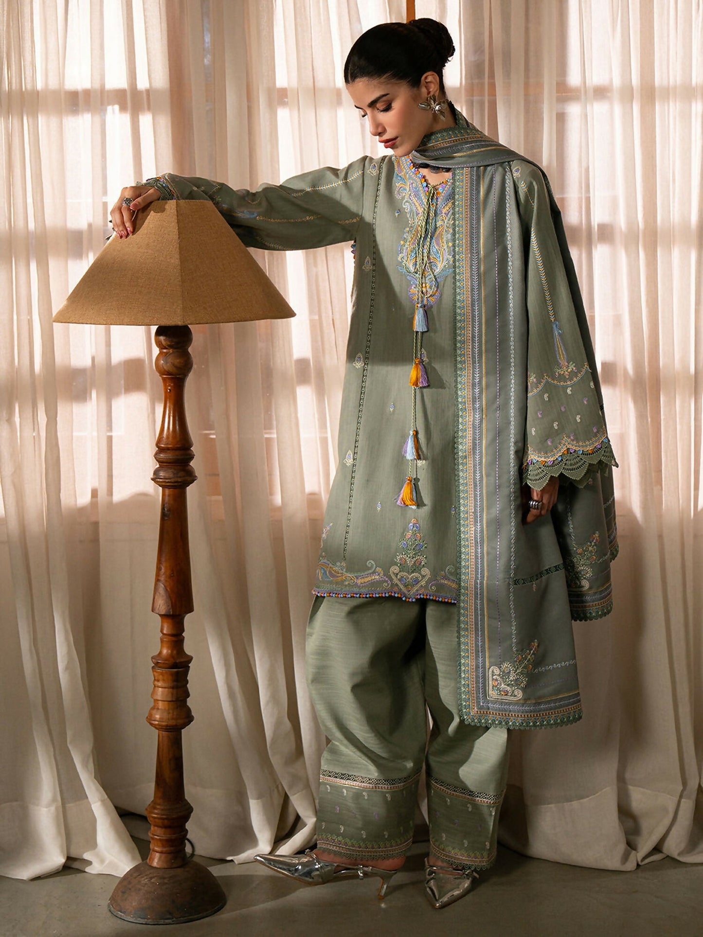 Binilyas Gulrukh Khaddar Embroidered Unstitched 3-Piece Suit-64-A