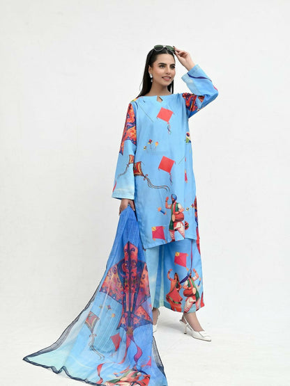 Imran Aftab Basant Mela Raw Silk Printed Unstitched 3-Piece Suit-IARP 10