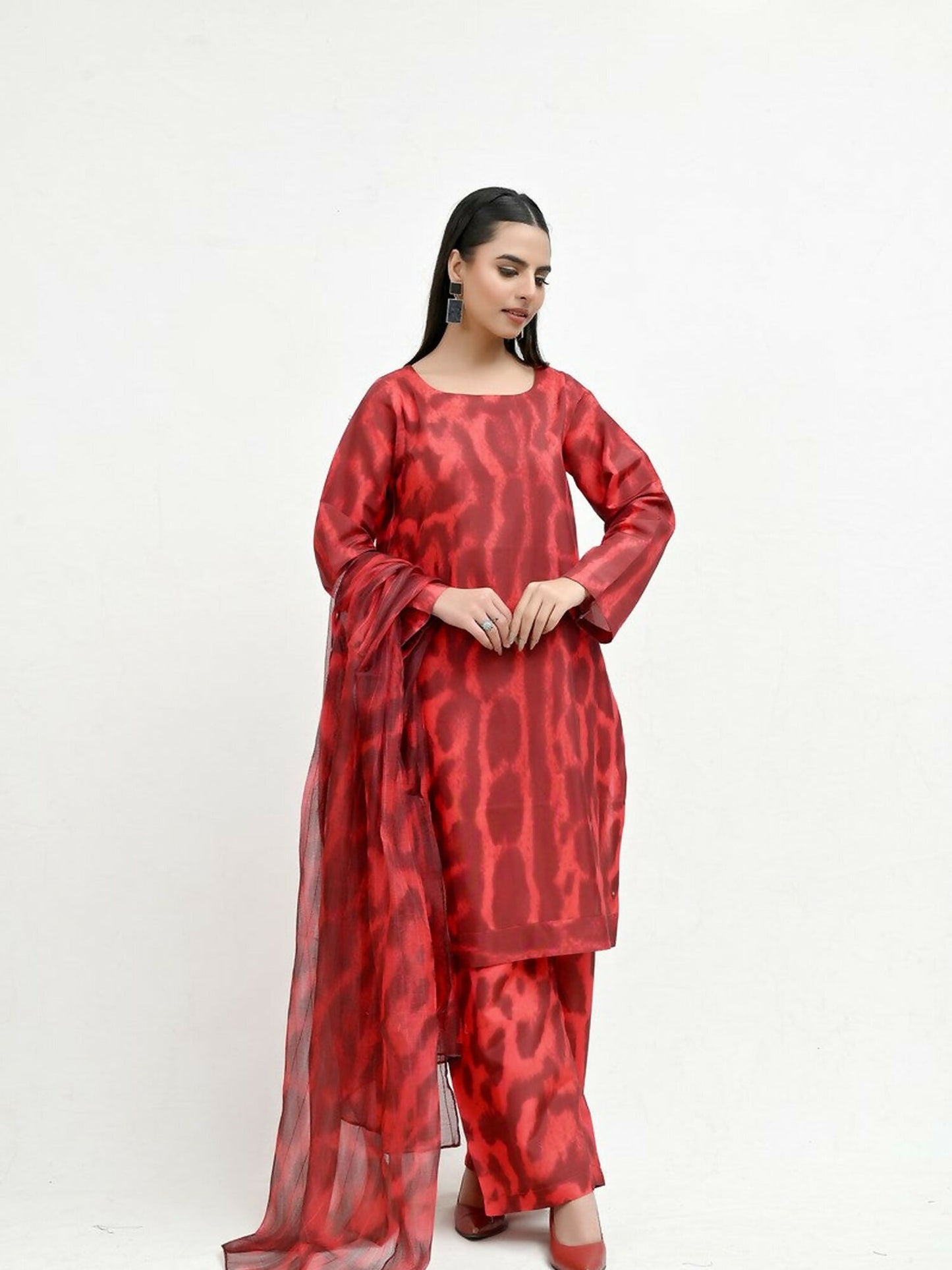 Imran Aftab Valentine's Day Raw Silk Printed Stitched 3-Piece Suit-IAVD 04