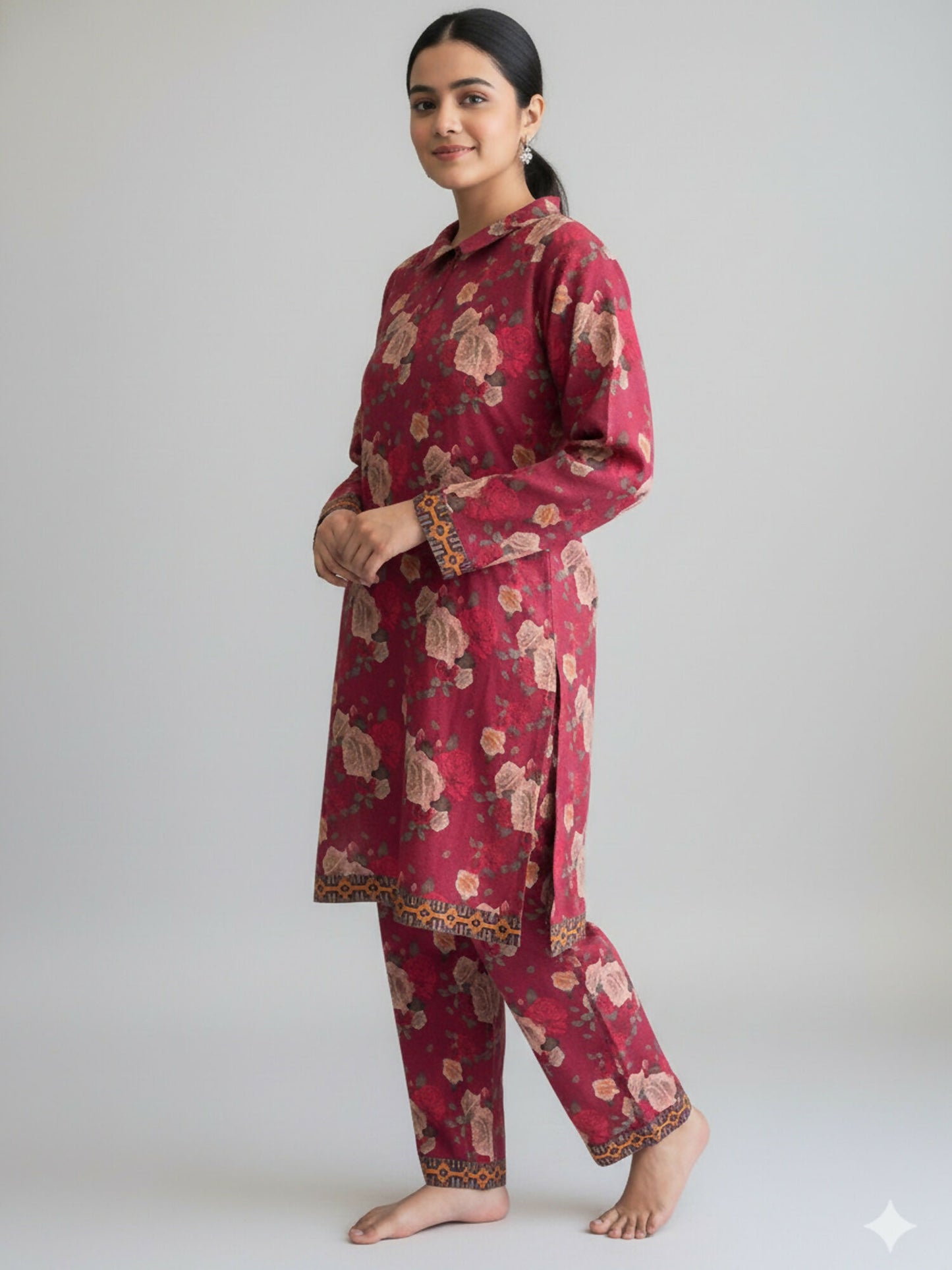 Bin Shaukat Khaddar Karandi Printed Stitched 2-Piece Suit