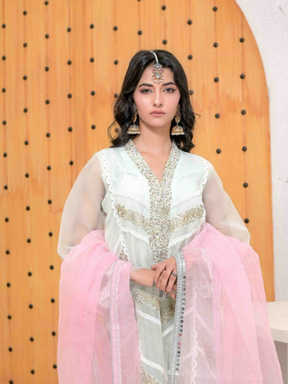 Ruby's Couture Ashiyana Organza Embroidered Stitched 3-Piece Suit-Tara