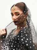 Hussain Rehar Luxury Pret Eid'23 Raw Silk Embellished Stitched 3-Piece Suit-Ebony