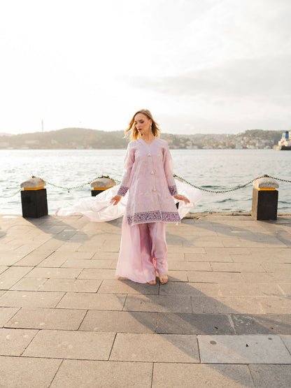 Farooq Hameed Studio EiD Collection'26 Pure Silk Embroidered Stitched 3-Piece Suit-Eva