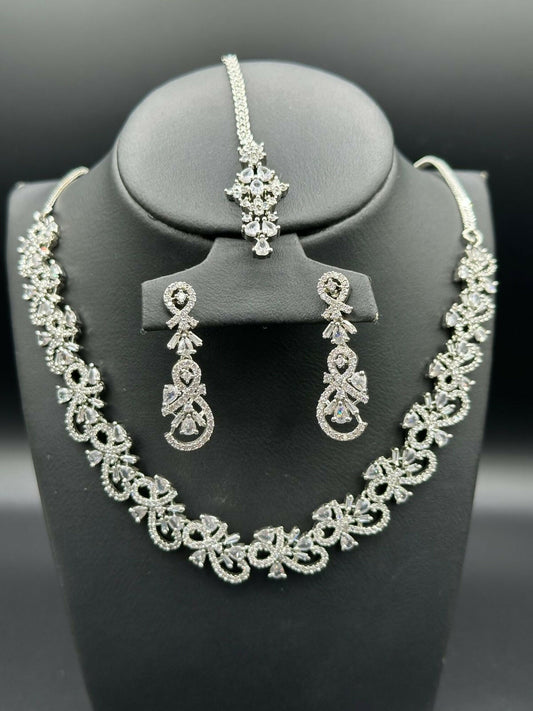 H&A Jewellery One Carat Silver Rhodium Plated Jewellery Set