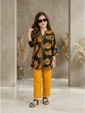 Velvour Girls Linen Printed Co-Ord Set-VG228-A
