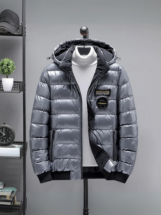 Black and Silver Funky Unique Raw Heavy Insulated Puffer Jackets-14134
