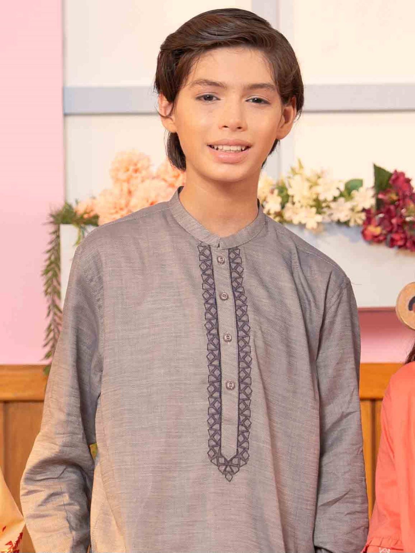 Velvour Boys Cotton Embroidered Stitched Kurta-VB195-A