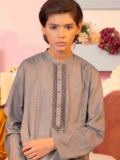Velvour Boys Cotton Embroidered Stitched Kurta-VB195-A