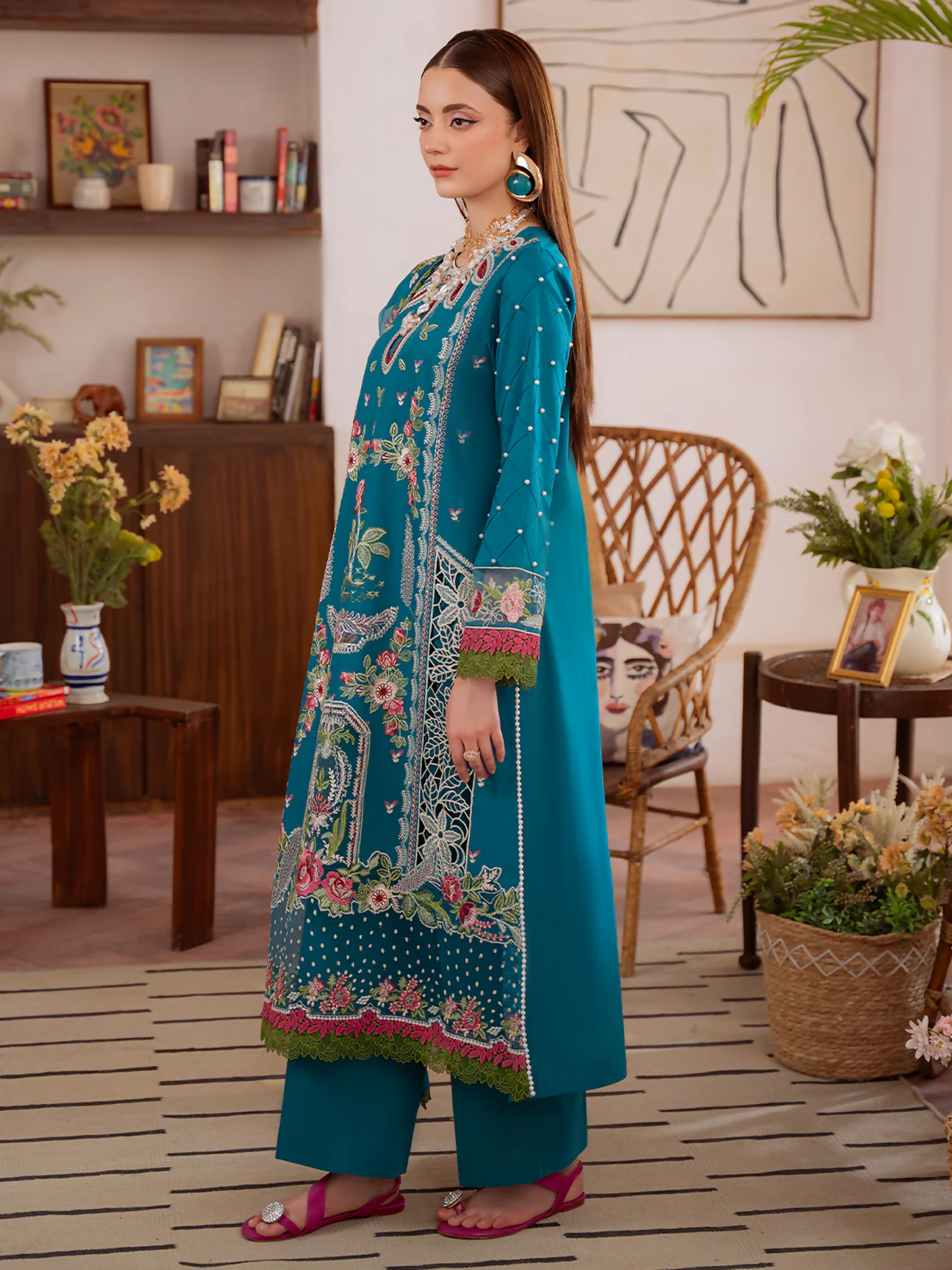 Mahnur Shanaya Lawn Embroidered Stitched 3-Piece Suit-SN-12
