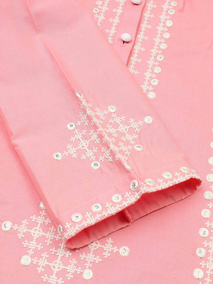 Velvour Girls Cotton Embroidered Stitched 2-Piece Suit-VG103-A