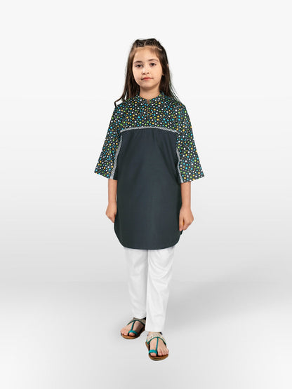Velvour Girls Viscose Printed Stitched Tunic-VG107