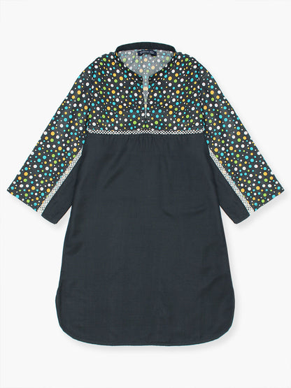 Velvour Girls Viscose Printed Stitched Tunic-VG107