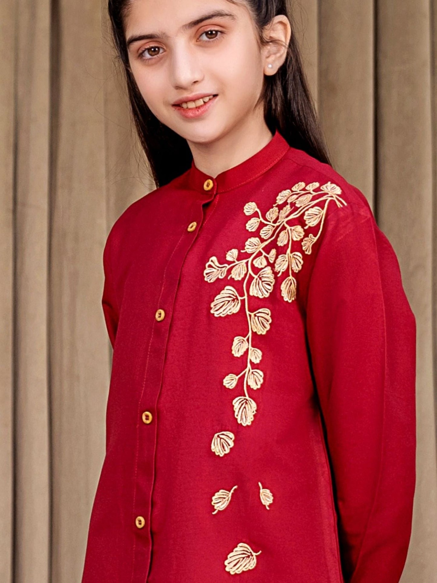 Velvour Girls Cotton Embroidered Stitched Tunic-VG120-C