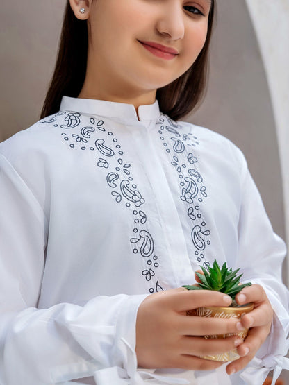 Velvour Girls Cotton Embroidered Stitched Tunic-VG127-B