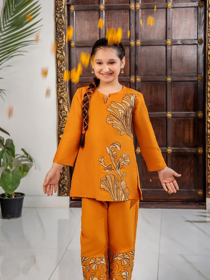 Velvour Girls Cotton Embroidered Stitched 2-Piece Suit-VG130-B