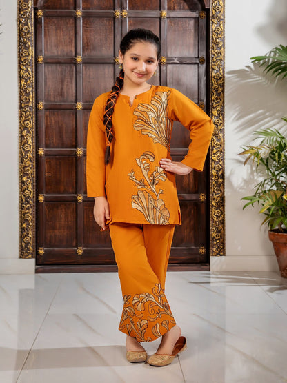 Velvour Girls Cotton Embroidered Stitched 2-Piece Suit-VG130-B